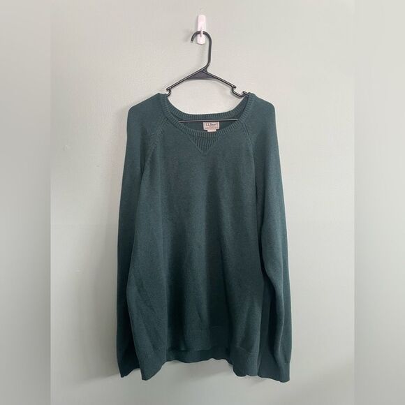 L.L. Bean Men’s Forest Green Cotton Cashmere Crew Neck  Sweater SZ XXL - Picture 1 of 8